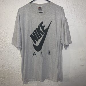 Vintage 90s Nike Air White Tag Red Swoosh Gray Shirt XXL USA